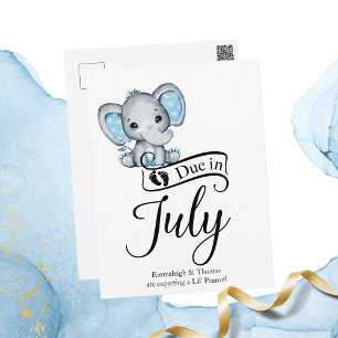 Cartão Postal Devida em julho Pequeno Elefante Bebê de Amendoim