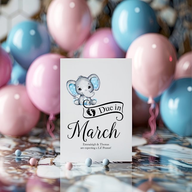 Cartão Postal Devida em março Pequeno Beanut Boy Elephant (Criador carregado)