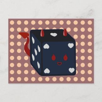 Cartão Postal Devil Dice with Hearts