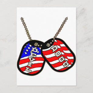 Cartão Postal Devil Dogs American Flag Dog tags