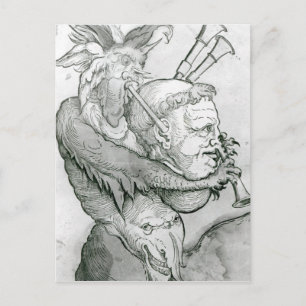 Cartão Postal Devil Playing Man's Head como um saxofone, 1144