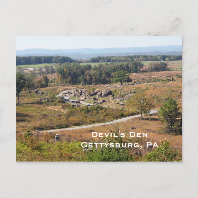Cartão Postal Devil's Den in Gettysburg PA (Frente)