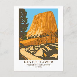 Cartão Postal Devils Tower National Monument Wyoming Vintage