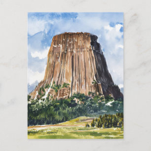 Cartão Postal Devils Tower National Monuuument Watercolor