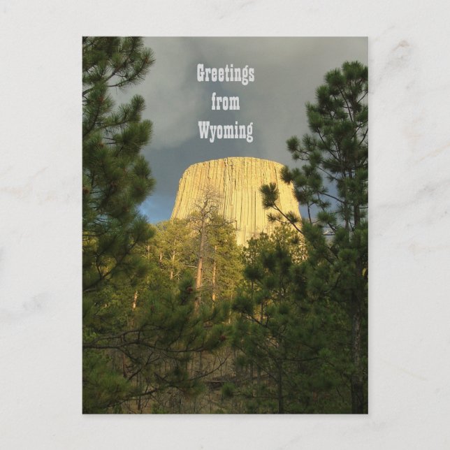 Cartão Postal Devils Tower - Saudações do Wyoming (Frente)