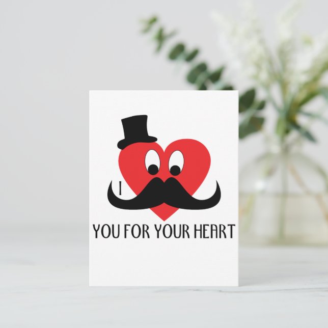 Cartão Postal Devo personalizar o bigode para o seu coração (Em pé/Frente)