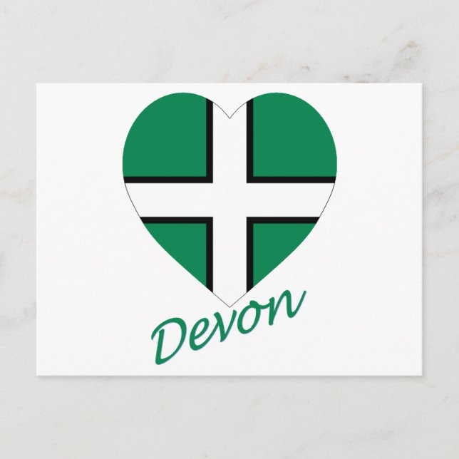 Cartão Postal Devon Flag Heart com Name (Frente)