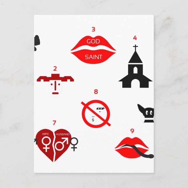 Cartão Postal dez mandamentos modernos (Frente)