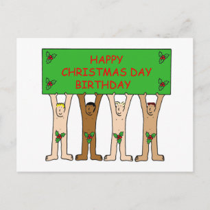 Cartão Postal Dezembro 25 Brincadeiras de Aniversário com Holly