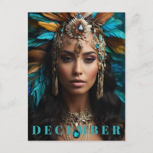 Cartão Postal *~* DEZEMBRO Boho Headdress Turquoise Zircon AP53