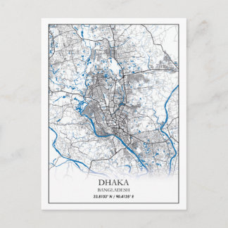Cartão Postal Dhaka Bangladesh City Map Viagem Simples Mínimo