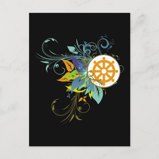 Cartão Postal Dharma Wheel Floral (Frente)
