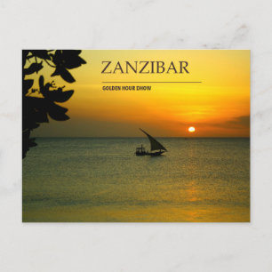Cartão Postal Dhow de Zanzibar ao Pôr-do-Sol   Hora Dourada