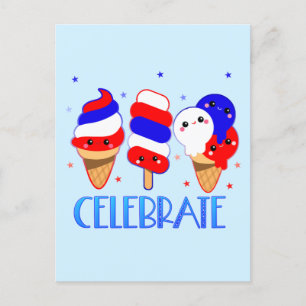 Cartão Postal Dia 4 de julho de Sorvete celebra Dia da Independê