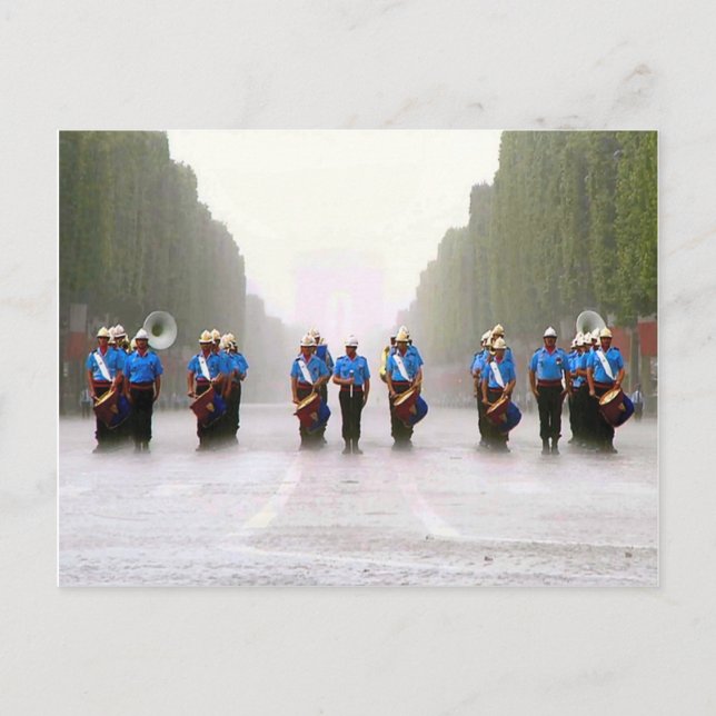 Cartão Postal Dia da Bastilha, Fuzileiros dos EUA em Paris (Frente)