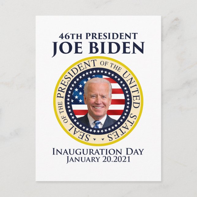 Cartão Postal Dia da Inauguração 2021 Presidente Biden (Frente)
