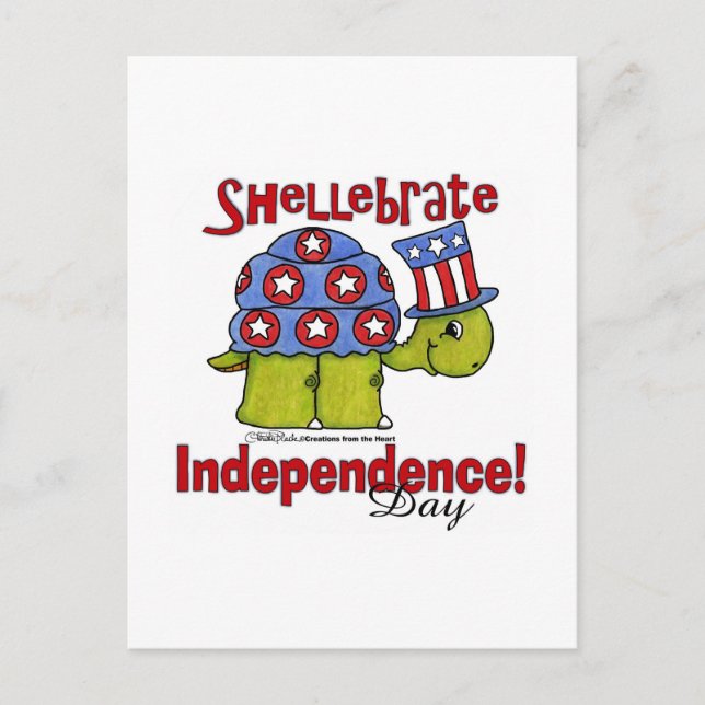 Cartão Postal Dia da Independência da Turtle Shellebrate! (Frente)