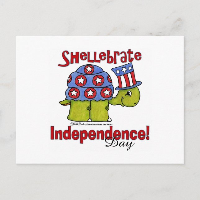 Cartão Postal Dia da Independência da Turtle Shellebrate! (Frente)
