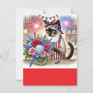 Cartão Postal Dia da Independência do CAT Lover Party 4 de julho