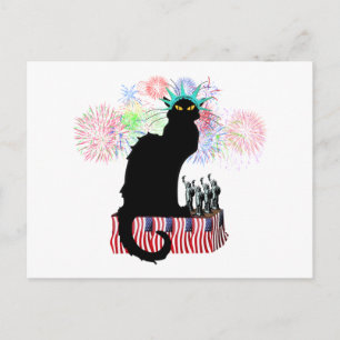 Cartão Postal Dia da Independência do Chat Noir USA