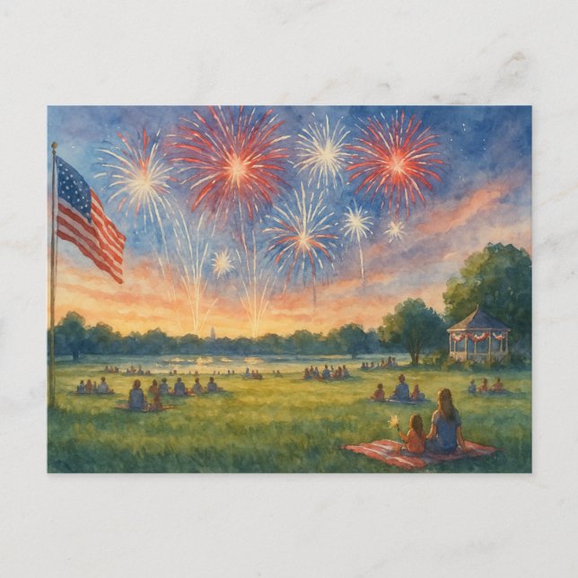 Cartão Postal Dia da Independência Feliz de 4 de julho (Frente)