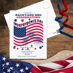 Cartão Postal Dia da Independência Festa 4 de julho - Bandeira d