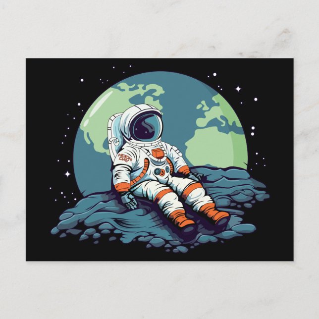 Cartão Postal Dia da Lua, Astronauta na Lua (Frente)