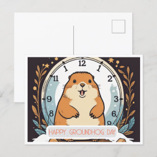 Cartão Postal Dia da Marmota Uma Celebração da Primavera