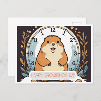 Cartão Postal Dia da Marmota Uma Celebração da Primavera