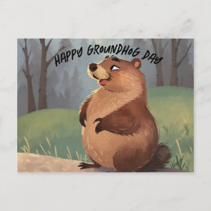 Cartão Postal Dia da Marmota Uma Celebração da Primavera