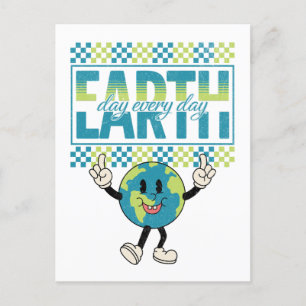 Cartão Postal Dia da Terra todos os dias, estilo retro design