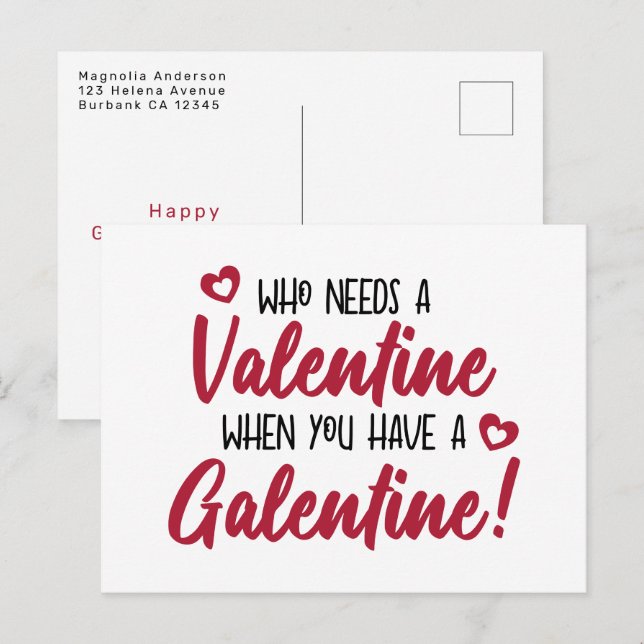 Cartão Postal Dia da Típografia Moderna de Galentine (Frente/Verso)