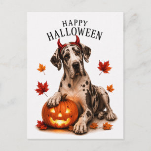 Cartão Postal Dia das Bruxas do Great Dane