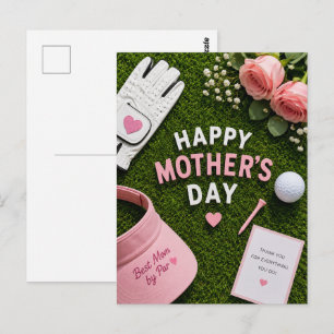Cartão Postal Dia das Mães de golfe para mãe de golfe com bola n