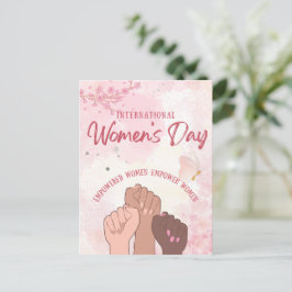 Cartão Postal Dia das Mulheres Floral em Aquarela Rosa Moderno