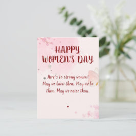 Cartão Postal Dia das Mulheres Floral em Aquarela Rosa Moderno