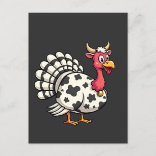 Cartão Postal Dia de Ação de Graças à Turquia Cabeça de Vaca Eng