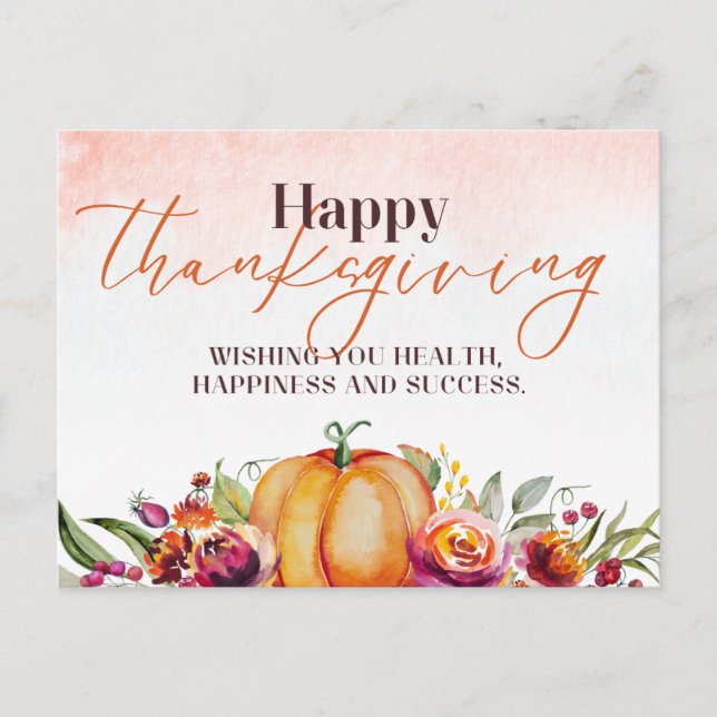 Cartão Postal Dia de Ação de Graças Abóbora & Outono (Frente)