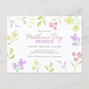 Cartão Postal Dia de as mães Brunch Soft Floral Watercolor Paste