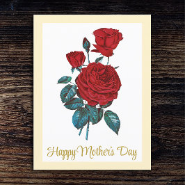 Cartão Postal Dia de as mães Classic Elegant Vintage Rosa vermel