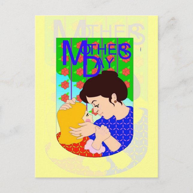 Cartão Postal Dia de as mães Com Filho (Frente)