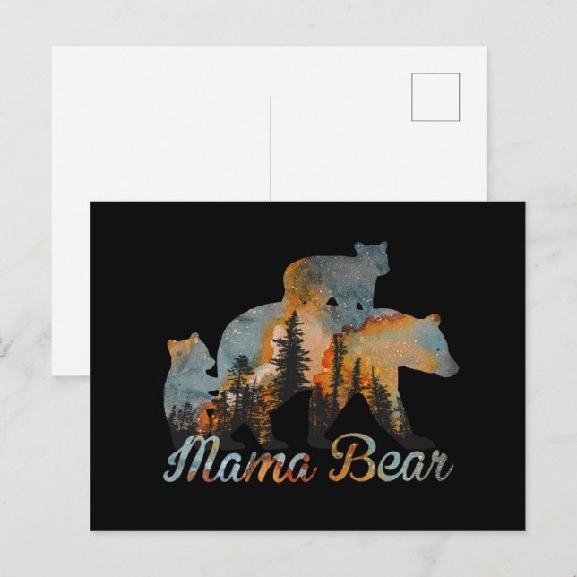 Cartão Postal Dia de as mães Da Mama Bear E Do Bear Bear (Frente/Verso)