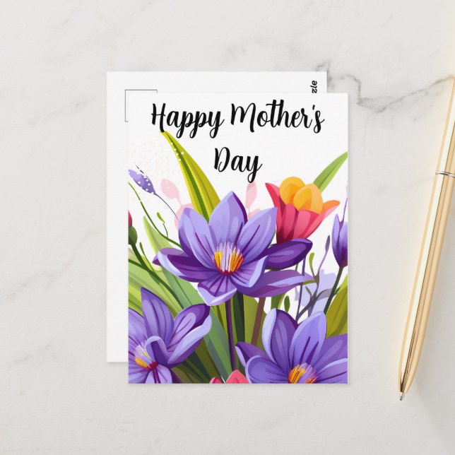 Cartão Postal Dia de as mães de flor selvagem (Frente/Verso In Situ)