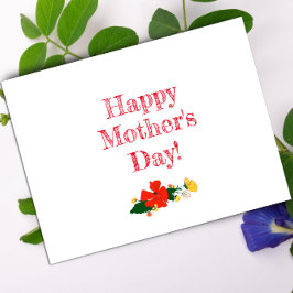 Cartão Postal Dia de as mães de flores vermelhas aquarela