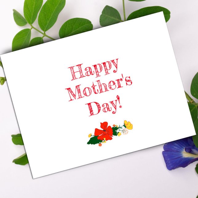 Cartão Postal Dia de as mães de flores vermelhas aquarela (Criador carregado)