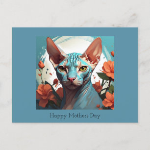 Cartão Postal Dia de as mães de Gato Esfingx Azul