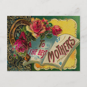 Cartão Postal Dia de as mães de Rosas Gilded Vintage