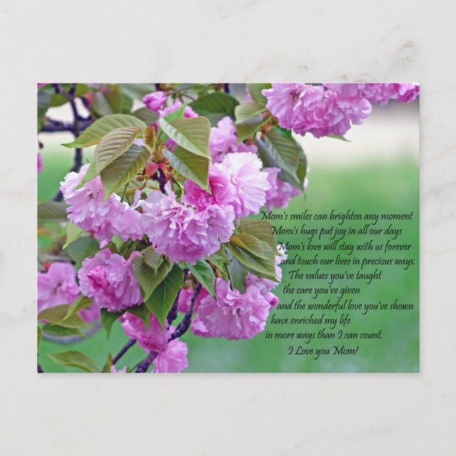 Cartão Postal Dia de as mães, eu te amo (Frente)