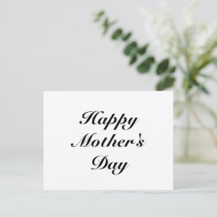 Cartão Postal Dia de as mães feliz, branco preto elegante clás