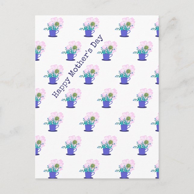 Cartão Postal Dia de as mães Feliz Floral (Frente)